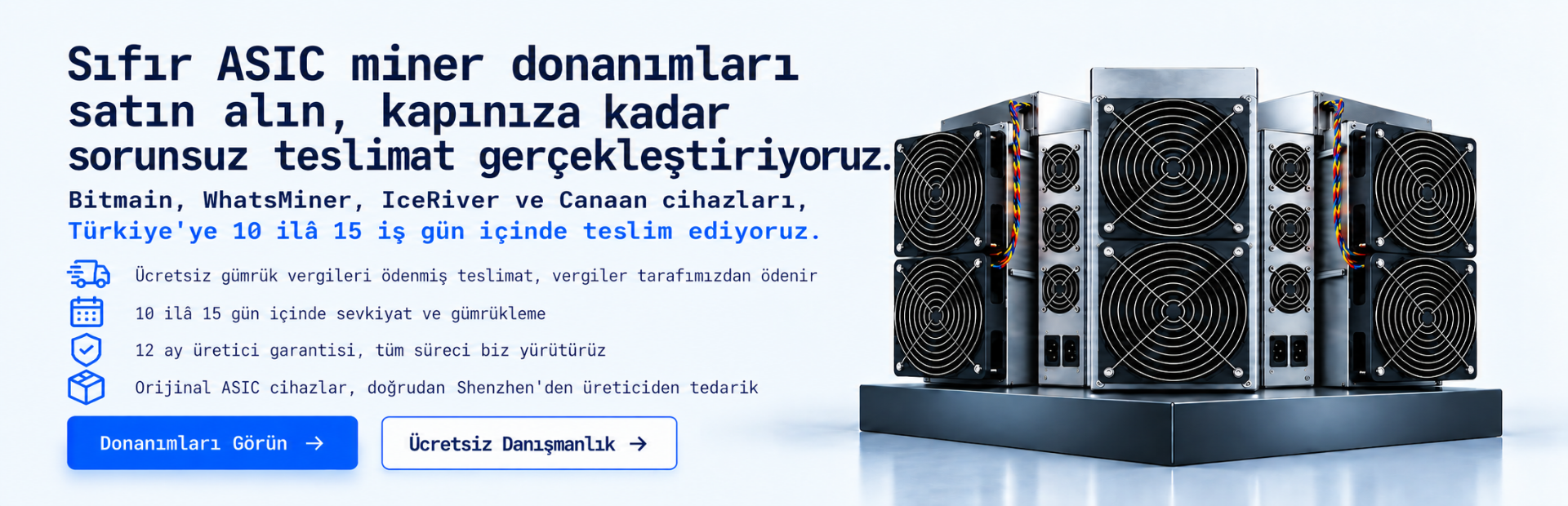ASIC Miner Türkiye Gümrük Vergileri Ödenmiş Teslimat